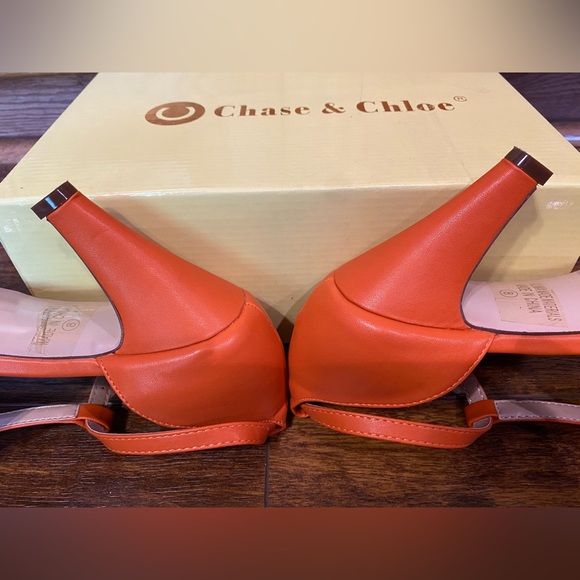 Chase Chloe Kimmy Orange T Strap Retro Vintage Pump Heel. NIB 8 - Picture 11 of 11